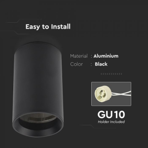 GU10 Surface Mounted Fitting Black ( H : 100mm )