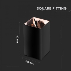 GU 10 Fitting Square Black + Rose Gold