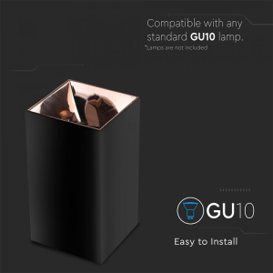 GU 10 Fitting Square Black + Rose Gold