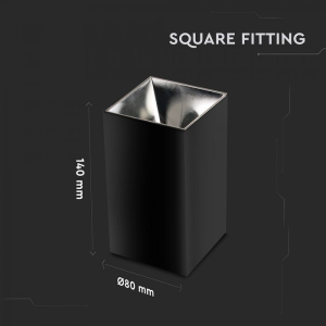 GU 10 Fitting Square Black + Chrome