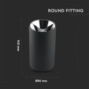 GU 10 Fitting Round Black + Chrome