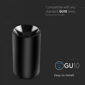 GU 10 Fitting Round Black + Black