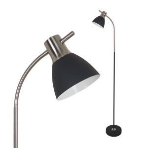 Floor Lamp E27 60W Sand Black + Satin Nickel