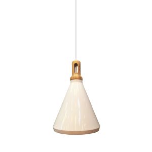 Modern Pendant Light Wooden Top Iron White Color ф250