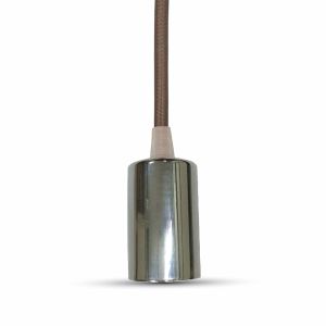 Chrome Metal Cup Pendant Light Brown