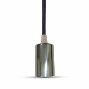 Chrome Metal Cup Pendant Light Purple