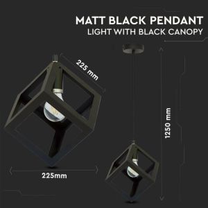 Pendant Light Matt Black With Black Canopy