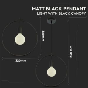 Pendant Light Matt Black With Black Canopy