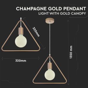 Pendant Light Triangle Champean Gold With Gold Canopy