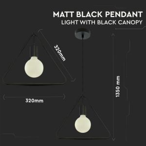 Pendant Light Triangle Matt Black With Black Canopy