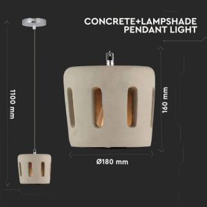 Pendant Light Concrete+Lampshade 200/200мм