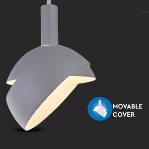 Plastic Pendant Lamp Holder E14 With Slide Aluminum Shade Grey