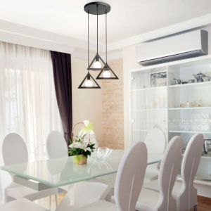 Trio Geometric Black Pendant Light E27 With Black Canopy