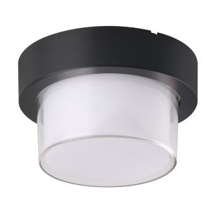 12W LED Wall Light Black Round 3000K