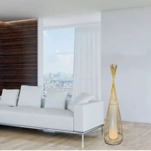 Wooden Floor Lamp With Rattan Lampshade D300*1000MM