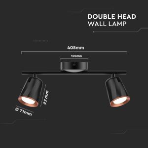 12W Led Wall Lamp Double Head 3000K Black