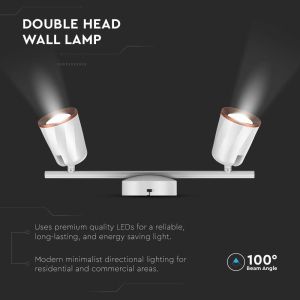 12W Led Wall Lamp Double Head 4000K White