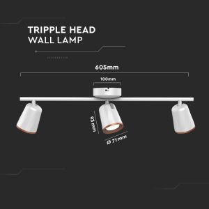 18W Led Wall Lamp Triple Head 3000K White