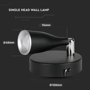 4.5W Led Wall Lamp 3000K Black