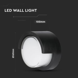 12W LED Wall Light Sami-Frame Black Round 3000K