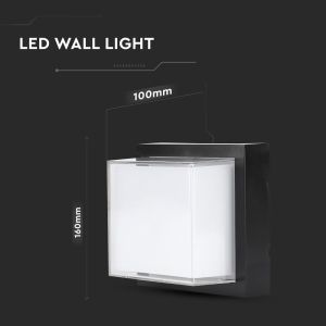 12W LED Wall Light Black Square 3000K