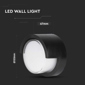 7W LED Wall Light Sami-Frame Black Round 3000K