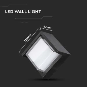 7W LED Wall Light Sami-Frame Black Square 3000K