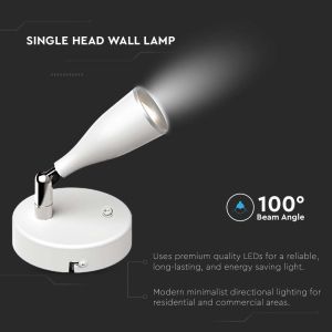 4.5W Led Wall Lamp 3000K White With Switch