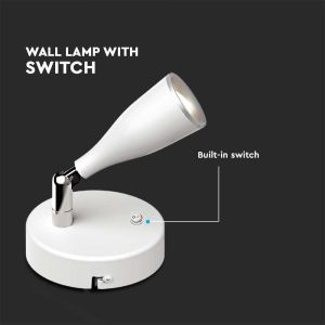 4.5W Led Wall Lamp 3000K White With Switch