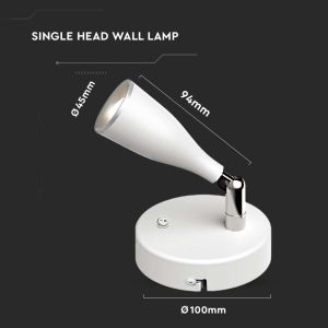 4.5W Led Wall Lamp 3000K White With Switch