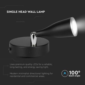 4.5W Led Wall Lamp 3000K Black With Switch