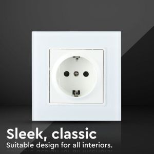 EU Socket 16A Glass Panel White