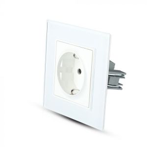 EU Socket 16A Glass Panel White