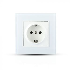 EU Socket 16A Glass Panel White