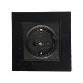 EU Socket 16A Glass Panel Black