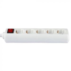 5 Ways Socket With Switch (3G 1.5MM2 X 1.5M) Polybag With Card White