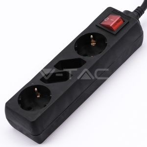 4 Holes Socket Whit Switch (3G 1.5MM2 X 1.5M ) Polybag With Card Black