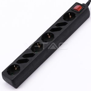 8 Holes Socket Whit Switch (3G 1.5MM2 X 1.5M ) Polybag With Card Black