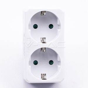 2 Ways Adapter With Earthing Contact 10/16A 250V (Label + Polybag With Headcard ) White