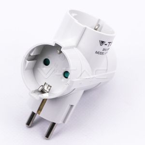 3 Ways Adapter With Earthing Contact 10/16A 250V (Label + Polybag With Headcard ) White