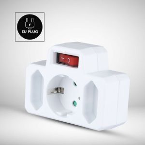 3 Outlet Power Adapter With Earth Contact And Switch 16A 250V ( Label + Polybag With Headcard)