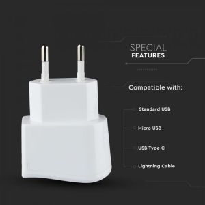 USB Travel Adaptor With Double Blister Package White