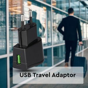 USB Travel Adaptor With Double Blister Package Black