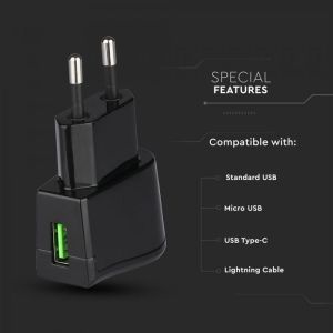 USB Travel Adaptor With Double Blister Package Black