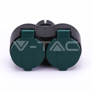 2 Ways Adapter 16A IP44 Black+Green