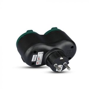 2 Ways Adapter 16A IP44 Black+Green