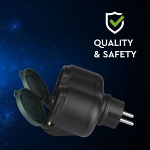 2 Ways Adapter 16A IP44 Black+Green