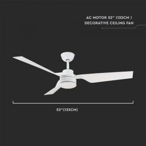 65W LED Ceiling Fan White Body RF Control 3 White Blades AC Motor ( 52INCH )