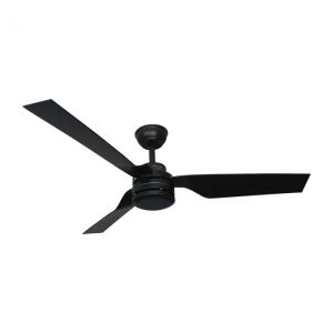 65W LED Ceiling Fan Silver Body RF Control 3 Black Blades AC Motor ( 52INCH )