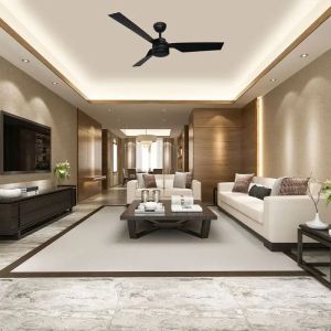 65W LED Ceiling Fan Silver Body RF Control 3 Black Blades AC Motor ( 52INCH )